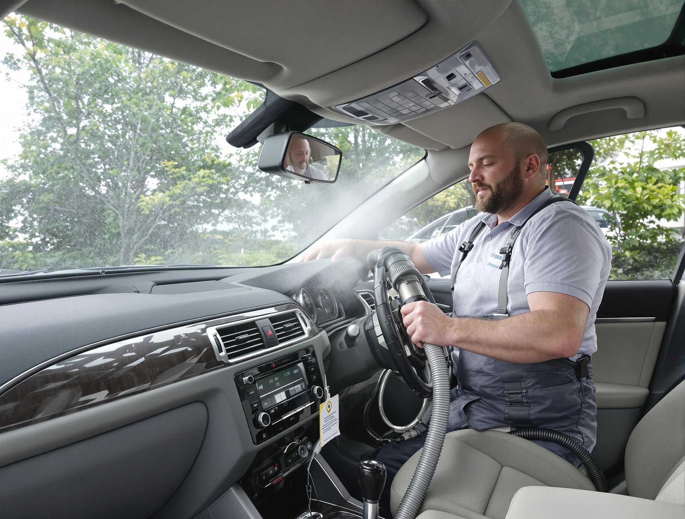 Cranston Air Duct Cleaning specialist performing professional car duct cleaning in Cranston