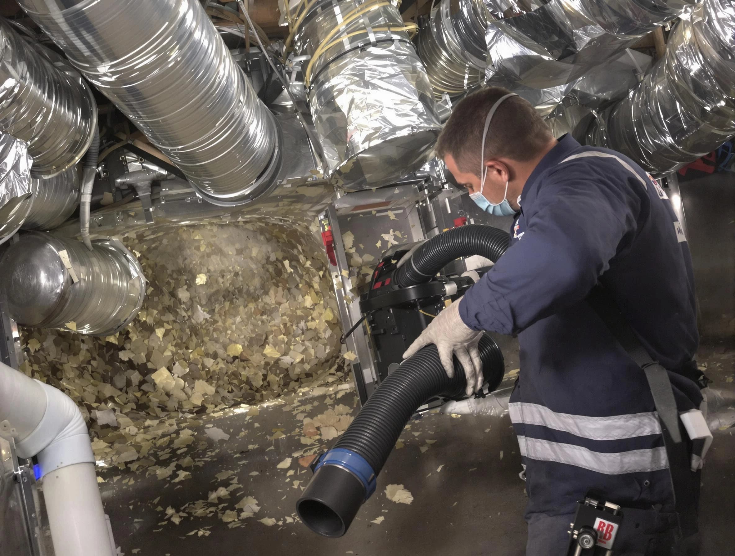 Cranston Air Duct Cleaning specialist operating negative pressure cleaning equipment for thorough duct maintenance in Cranston
