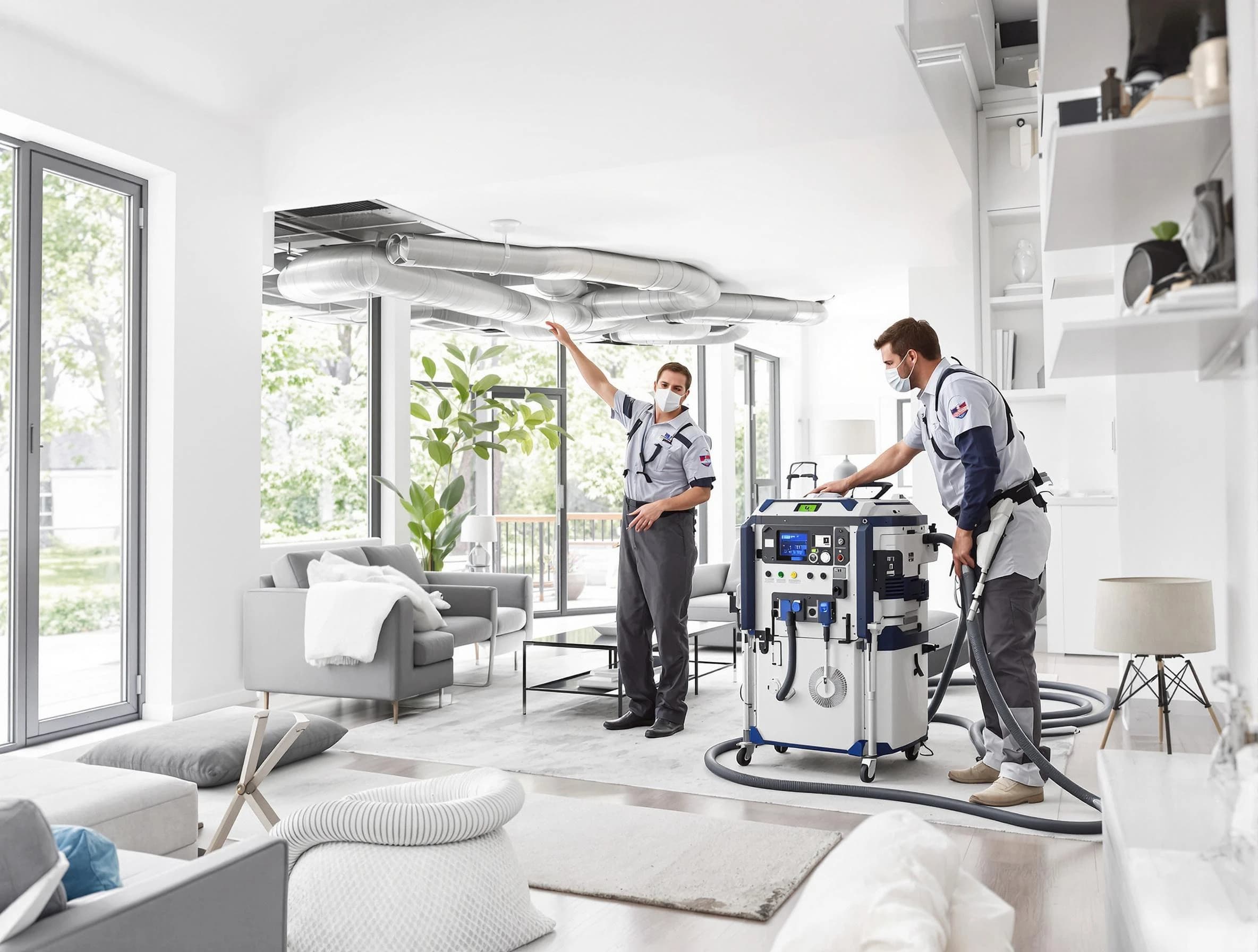 Cranston Air Duct Cleaning professional conducting pure air duct cleaning with state-of-the-art equipment in Cranston