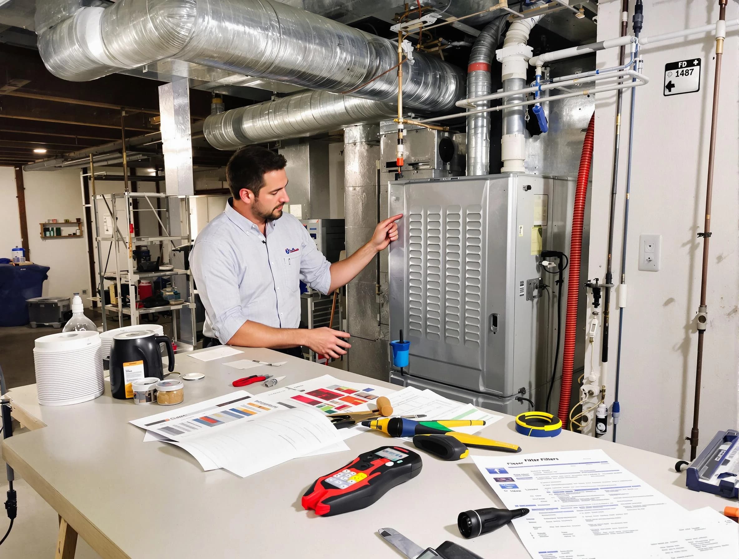 Cranston Air Duct Cleaning inspector conducting detailed filter system evaluation using professional diagnostic tools in Cranston