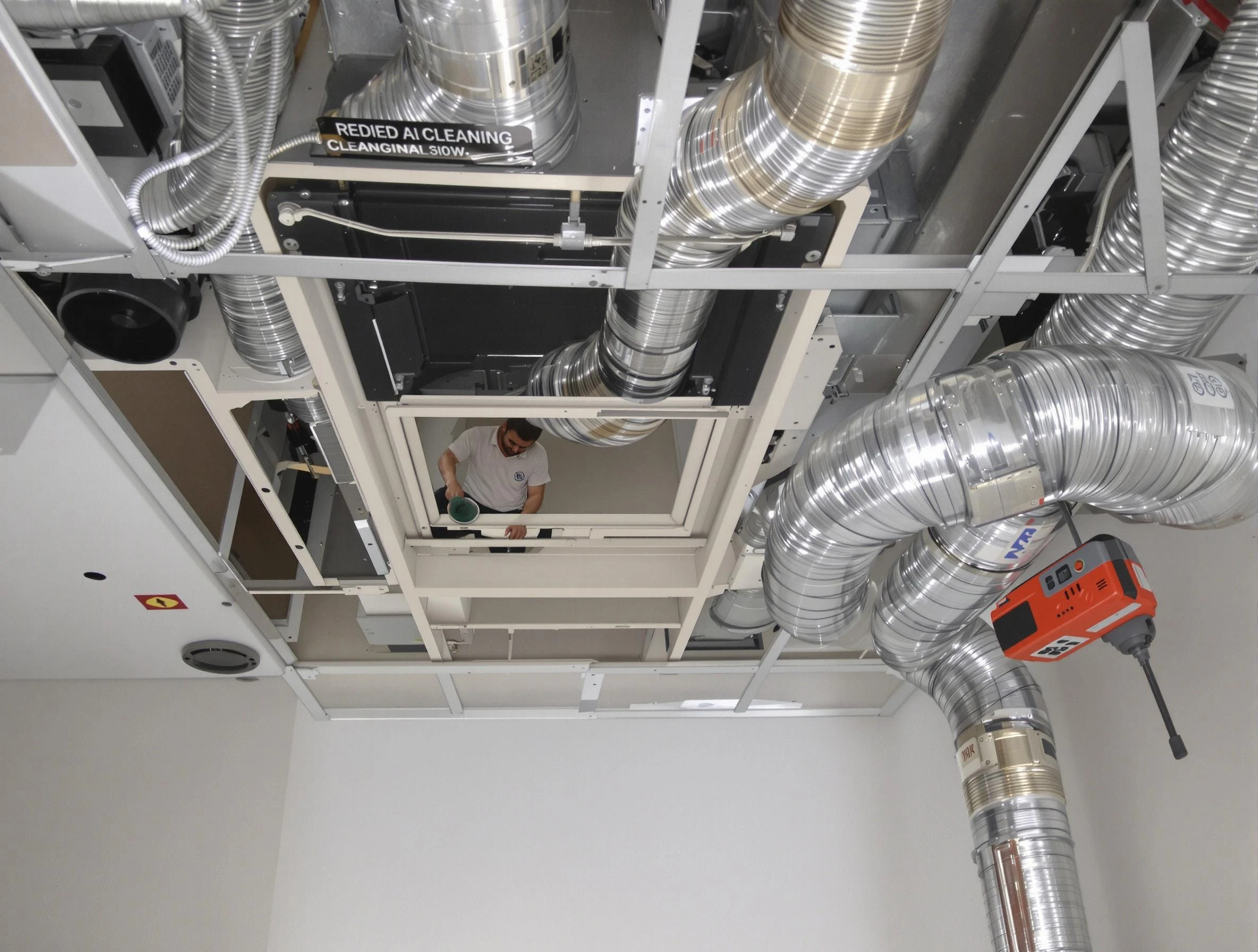 Cranston Air Duct Cleaning technician performing detailed central duct system cleaning in Cranston