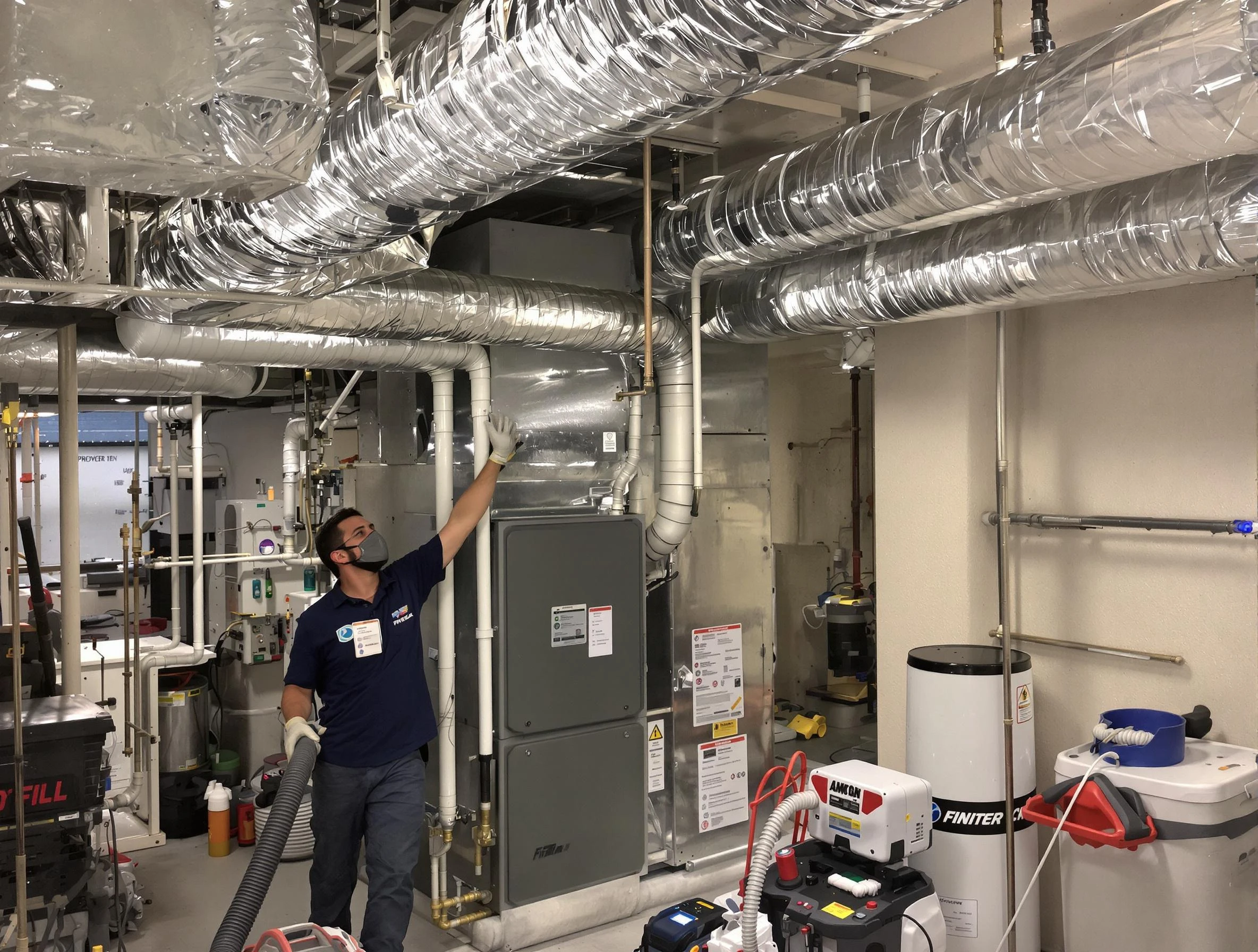 Cranston Air Duct Cleaning specialist performing thorough furnace duct cleaning in a Cranston residence