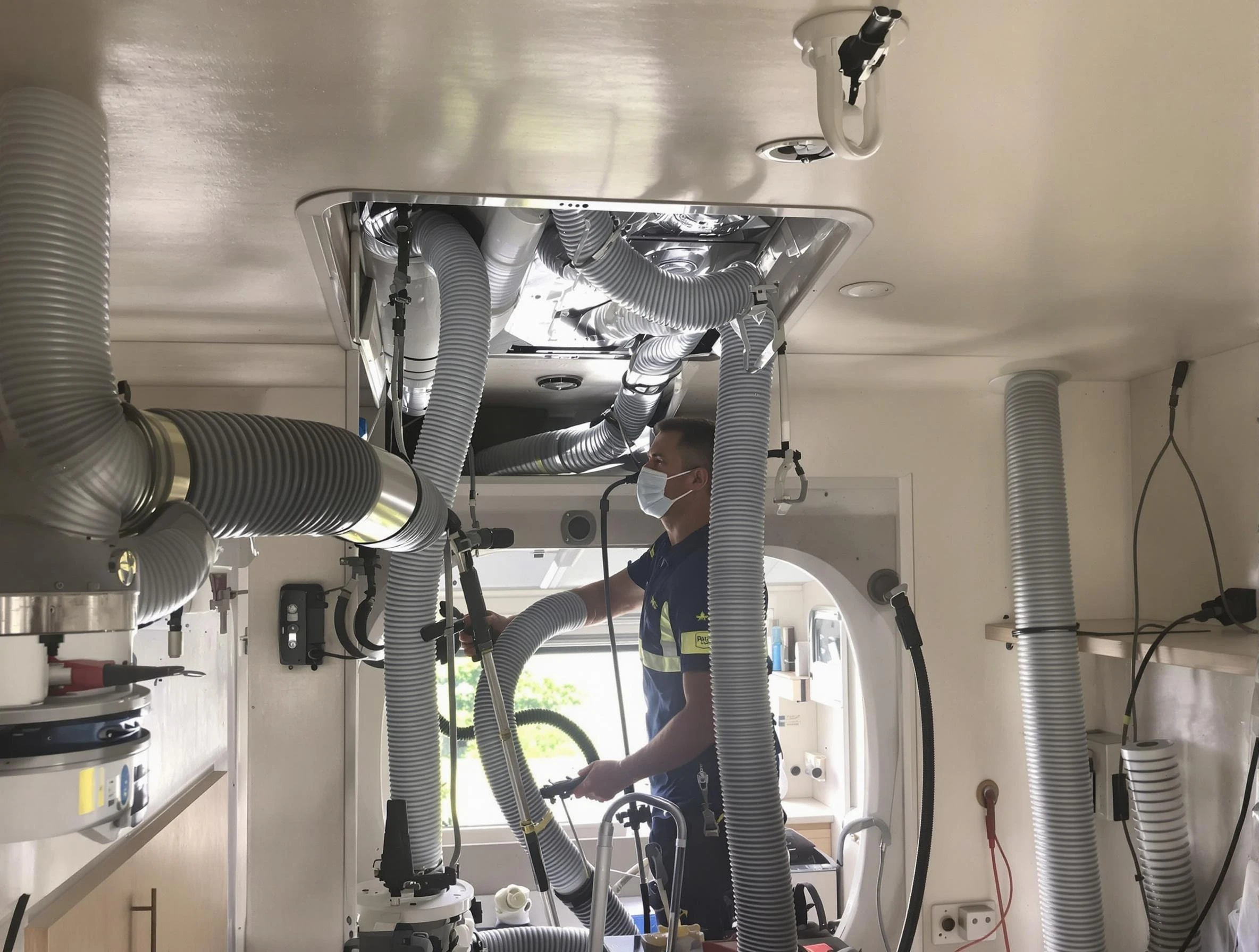 Cranston Air Duct Cleaning specialist performing precise mobile home duct cleaning in Cranston