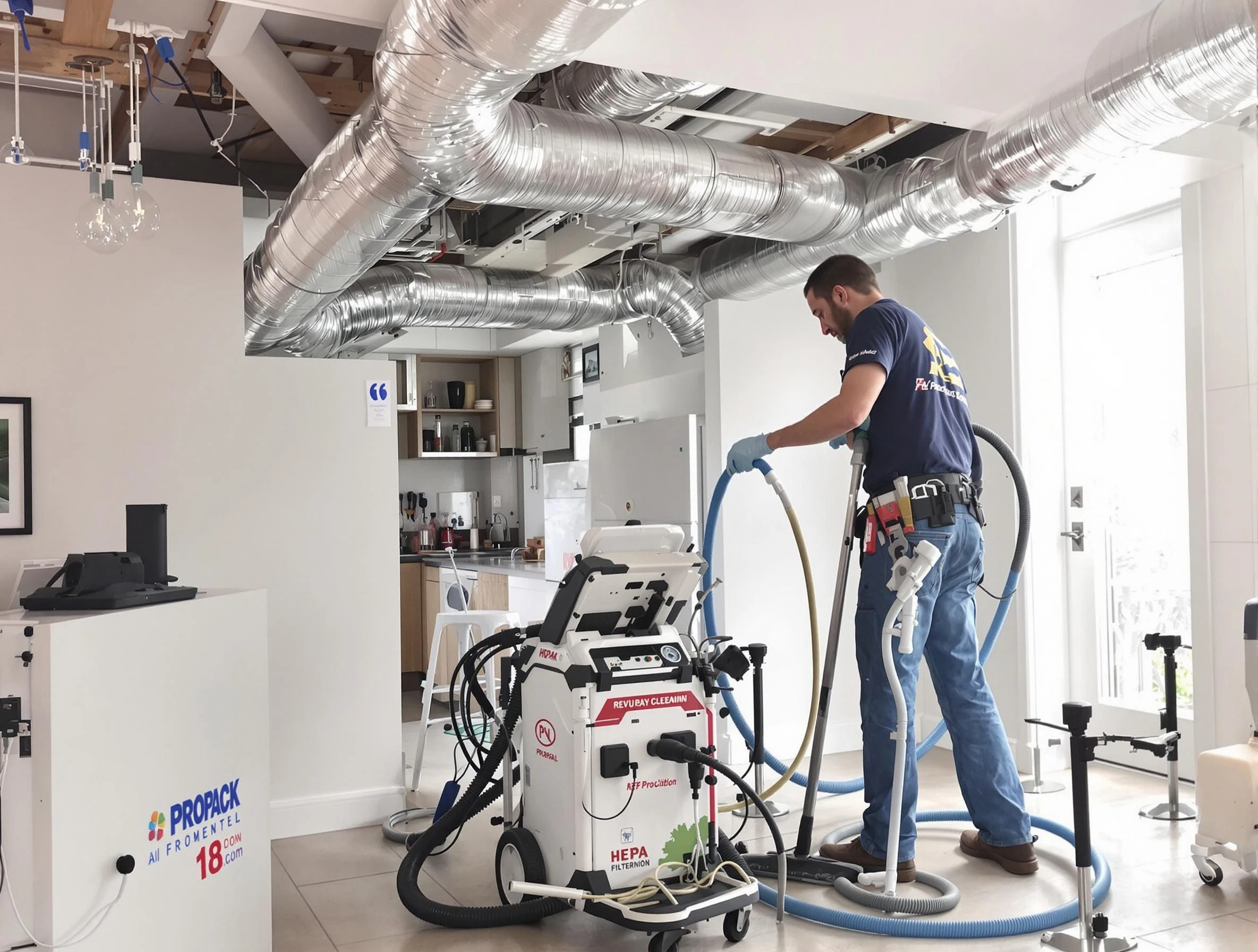 Cranston Air Duct Cleaning technician performing advanced pure duct cleaning with specialized equipment in Cranston